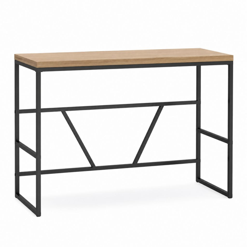 Bureau droit 120 x 60 x 75 cm chêne clair et noir en panneau MDF mélaminé avec cadre en acier