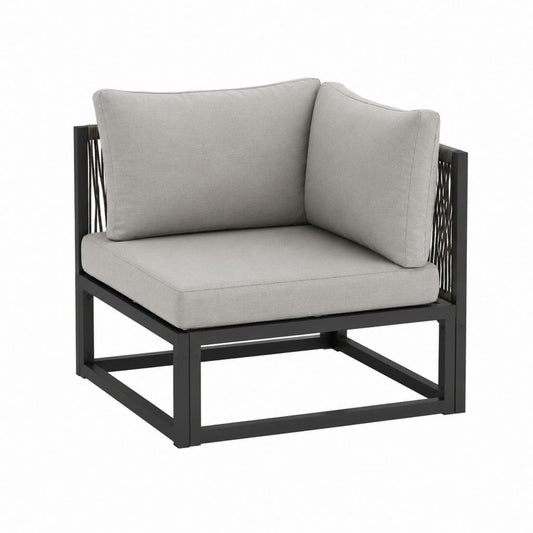 Fauteuil de jardin d'angle gris en aluminium et corde synthétique 80 x 80 x 68 cm