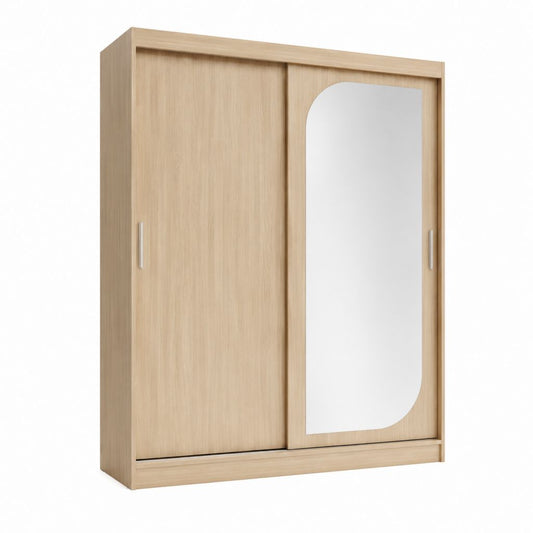 Armoire à portes coulissantes avec miroir chêne clair en panneaux de particules 120 x 60 x 200 cm