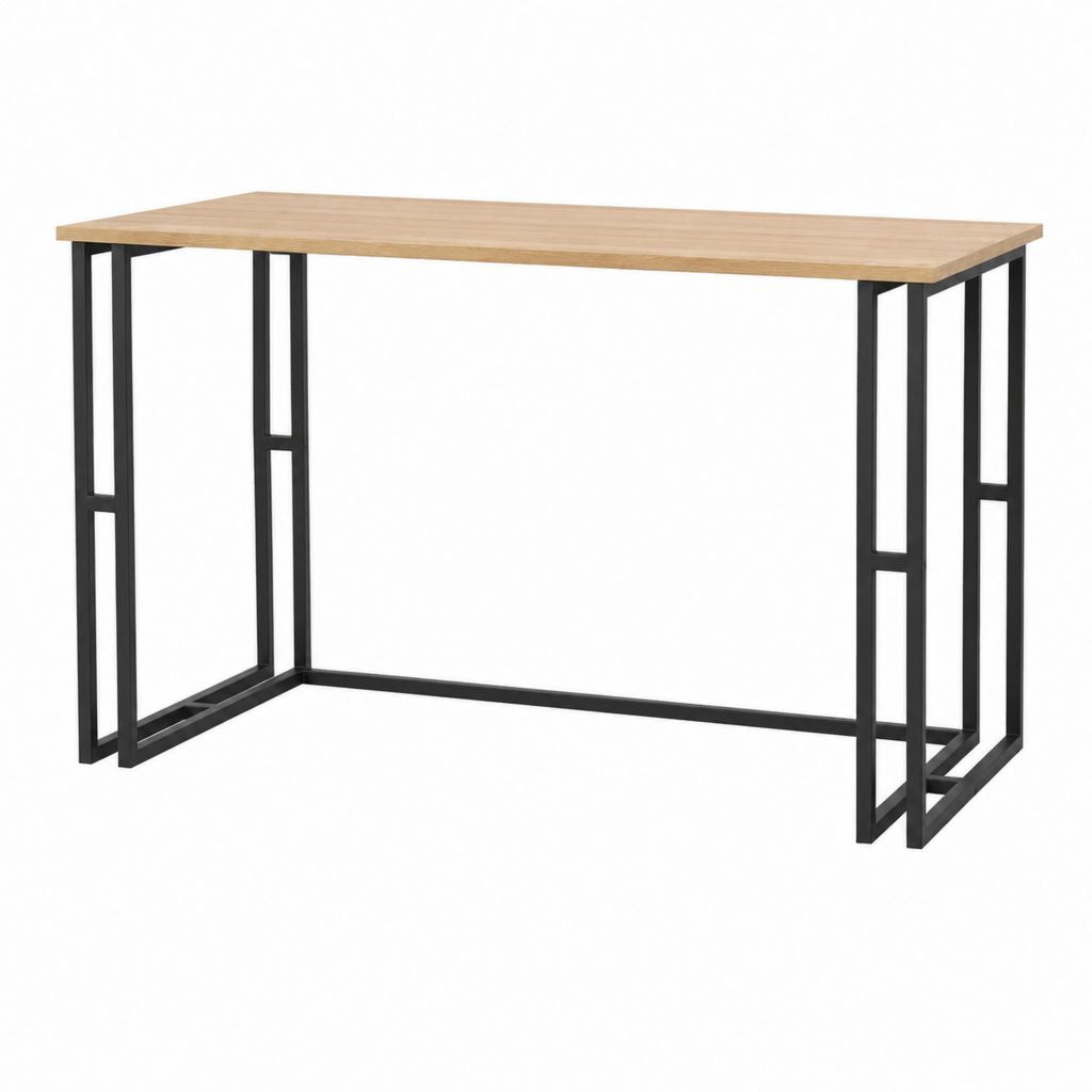 Bureau classique rectangulaire chêne clair et acier noir 120 x 60 x 75 cm