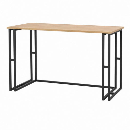Bureau classique rectangulaire chêne clair et acier noir 120 x 60 x 75 cm