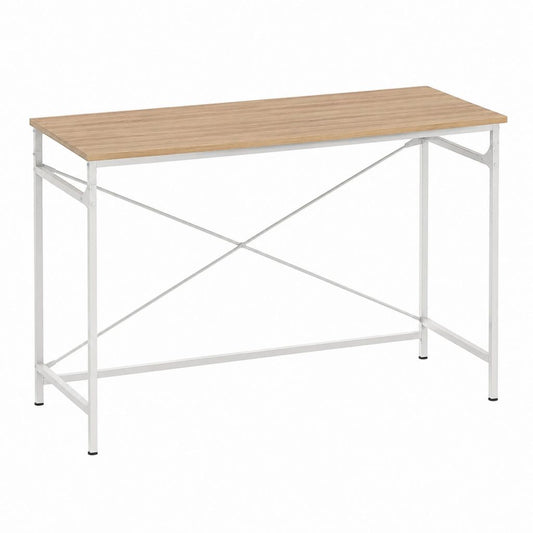 Bureau pliant rectangulaire chêne clair et blanc en panneau MDF et acier 120 x 60 x 75 cm