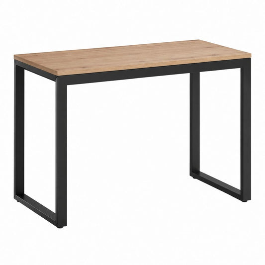 Bureau droit rectangulaire chêne clair et noir en panneau MDF et acier 120 x 60 x 75 cm